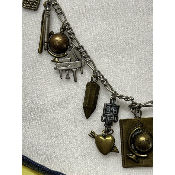 Silver Necklace Teacher Charms‎ Apple, Ruler, Pencil Calculator, globe, Book ect - Picture 8 of 9